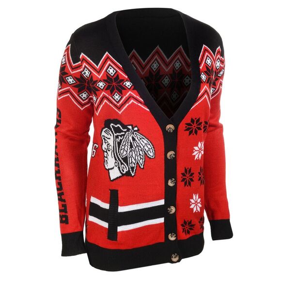 Foco Sweaters - Chicago Blackhawks NHL Women's Ugly Cardigan